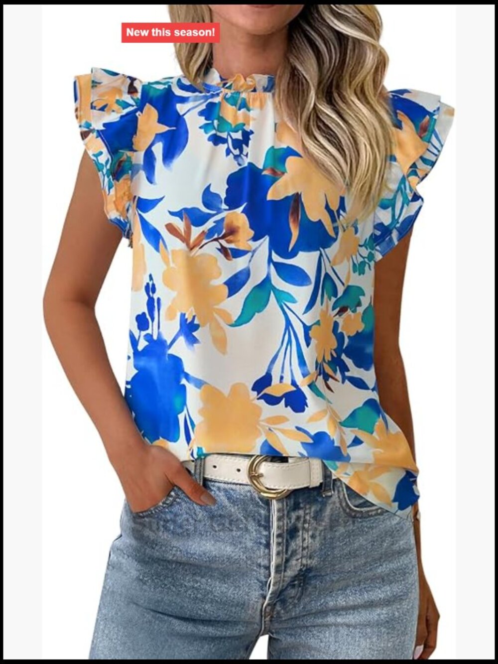 Women's Boho Floral Ruffle Short Sleeve Blouse Summer Chiffon Top